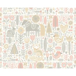 Rackhams Scandi Forest Animals Wall Mural - Pink - Medium - W300cm x H240cm - thumbnail 2