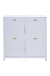 Rackhams Flip Down Wood Shoe Cabinet in White - White - thumbnail 3