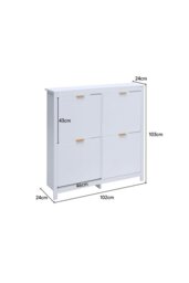 Rackhams Flip Down Wood Shoe Cabinet in White - White - thumbnail 6