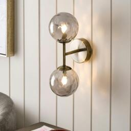 Rackhams Tamara 2-Light Antique Brass Wall Light - thumbnail 1