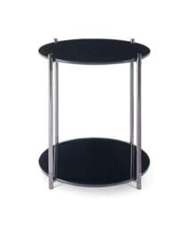 Rackhams Adriana Round Side Tables With Shelf - Dark Chrome - Dark Chrome - thumbnail 2