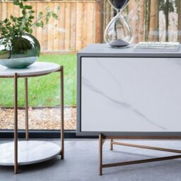 Rackhams Adriana Round Side Tables With Shelf - Dark Chrome - Dark Chrome - thumbnail 4
