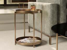 Rackhams Adriana Round Side Tables With Shelf - Dark Chrome - Dark Chrome - thumbnail 3