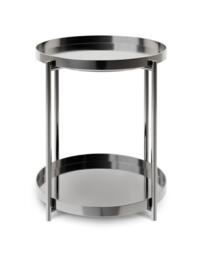 Rackhams Adriana Round Side Tables With Shelf - Dark Chrome - Dark Chrome - thumbnail 1