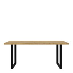 Rackhams Nikomedes Dining Table in Bartex Oak - Black - No - Brown - thumbnail 2