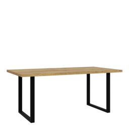 Rackhams Nikomedes Dining Table in Bartex Oak - Black - No - Brown