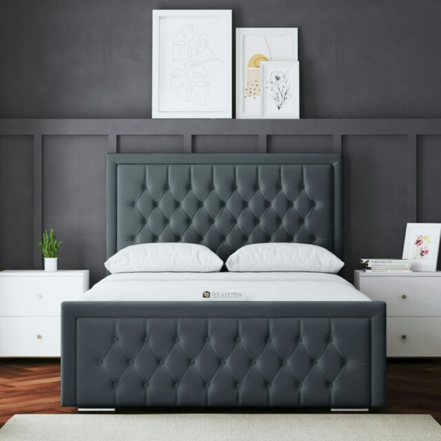 Rackhams Allegra Divan Bed with Upholstered Headboard - Grey (Steel) - King / 5ft - image 1