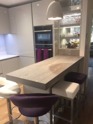 Rackhams Cube Single Kitchen Bar Stool, Fixed Satin Varnish Legs And Footrest, Extra Padded Seat, Breakfast Bar & Home Barstool, Purple - thumbnail 5