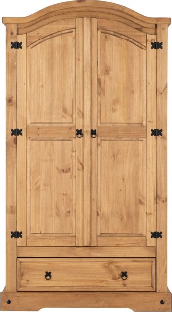 Rackhams Corona 2 Door 1 Drawer Double Wardrobe - Mexican Pine - image 1