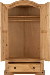 Rackhams Corona 2 Door 1 Drawer Double Wardrobe - Mexican Pine - thumbnail 2