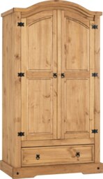 Rackhams Corona 2 Door 1 Drawer Double Wardrobe - Mexican Pine - thumbnail 4