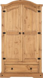 Rackhams Corona 2 Door 1 Drawer Double Wardrobe - Mexican Pine