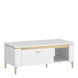 Rackhams Lazio Coffee Table 1 Drawer in Alpine White/White Gloss - Alpine White/White Gloss - White - 65 - thumbnail 1