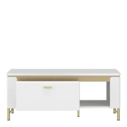 Rackhams Lazio Coffee Table 1 Drawer in Alpine White/White Gloss - Alpine White/White Gloss - White - 65 - thumbnail 2