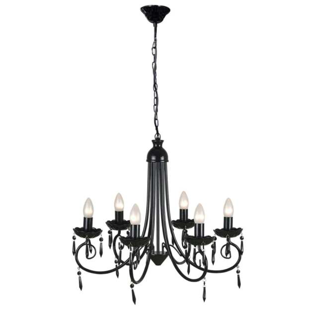 Rackhams Pendant Ceiling Lamp Elegant Chandelier Black 6 Bulb Sockets