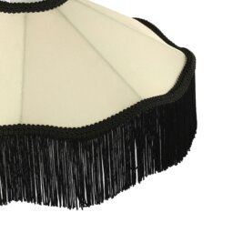 Rackhams Chic Victorian Pendant Lamp Shade in Cream Faux Silk with Black Trims - thumbnail 4