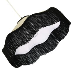 Rackhams Chic Victorian Pendant Lamp Shade in Cream Faux Silk with Black Trims - thumbnail 3
