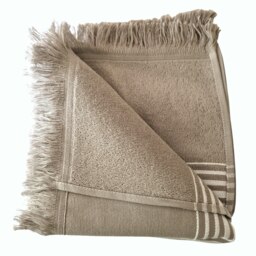 Rackhams Ghalia Cotton Bath Towel, Double-Faced - Sage Green with White Stripes - thumbnail 5
