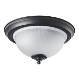 Rackhams Traditional Matt Black IP44 Bathroom Ceiling Light Fitting with Frosted Glass - thumbnail 1
