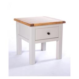 Rackhams Argenta Light Grey 1 Drawer Side Table Brass Knob - thumbnail 3