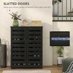 Rackhams Narrow Shoe Cabinet for Entryway, 5-Tier Slim Shoe Storage Cabinet with 2 Slatted Doors and Adjustable Shelves - thumbnail 5