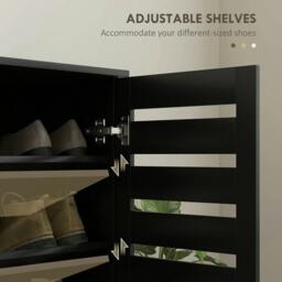 Rackhams Narrow Shoe Cabinet for Entryway, 5-Tier Slim Shoe Storage Cabinet with 2 Slatted Doors and Adjustable Shelves - thumbnail 6