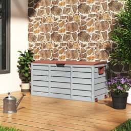 Rackhams 3ft L Grey Garden Storage Chest Box with Brown/Black Cover - Grey+Brown - thumbnail 3