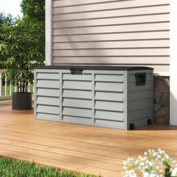 Rackhams 3ft L Grey Garden Storage Chest Box with Brown/Black Cover - Grey+Brown - thumbnail 5