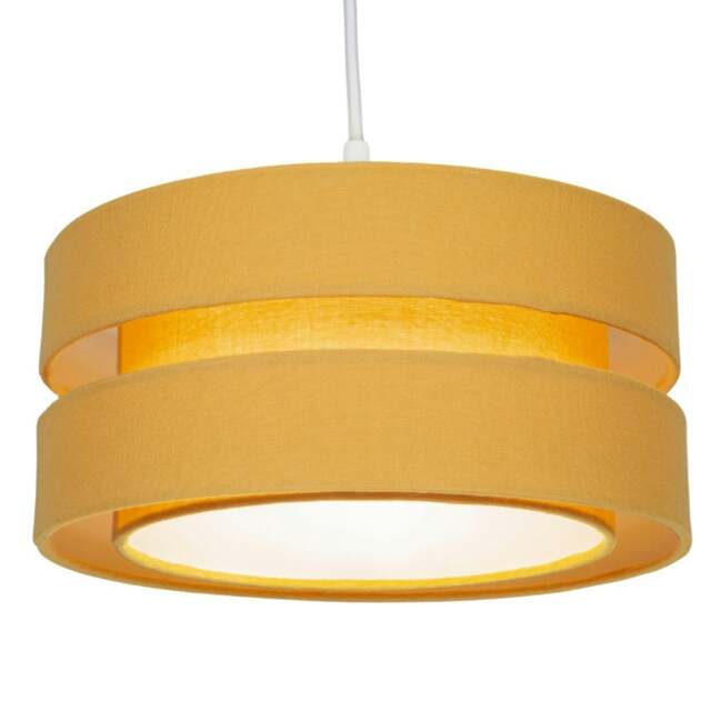 Rackhams Contemporary Quality Ochre Linen Fabric Triple Tier Ceiling Pendant Light Shade - image 1