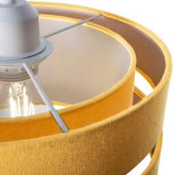 Rackhams Contemporary Quality Ochre Linen Fabric Triple Tier Ceiling Pendant Light Shade - thumbnail 3