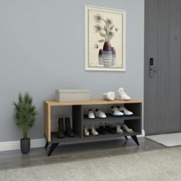Rackhams Shoe Storage Shelf Dalila - Light Walnut & Anthracite - thumbnail 3
