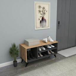 Rackhams Shoe Storage Shelf Dalila - Light Walnut & Anthracite - thumbnail 4