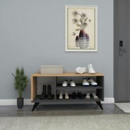 Rackhams Shoe Storage Shelf Dalila - Light Walnut & Anthracite - thumbnail 5
