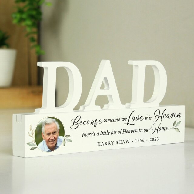 Rackhams Personalised Botanical Memorial Photo Upload Wooden Dad Ornament - image 1