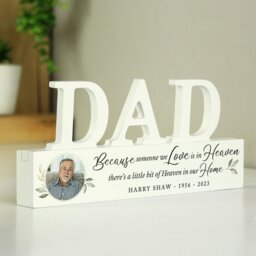 Rackhams Personalised Botanical Memorial Photo Upload Wooden Dad Ornament - thumbnail 2