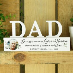 Rackhams Personalised Botanical Memorial Photo Upload Wooden Dad Ornament - thumbnail 4