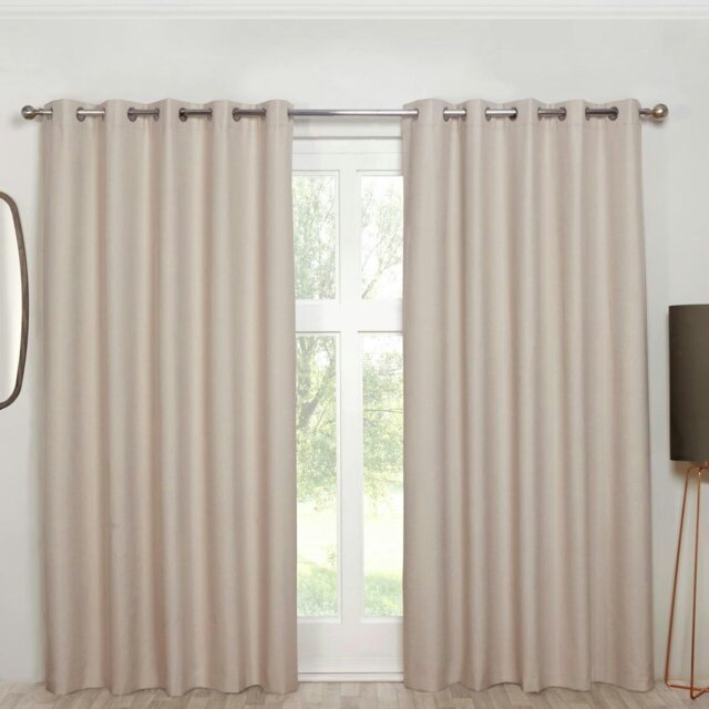 "Rackhams Cosmos Natural Eyelet Ready Made Eyelet Curtains - Natural - 66x90"" - Curtains" - image 1