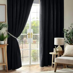 Rackhams Chenille Blackout Pencil Pleat Top Curtains - 168cm width x 137cm drop