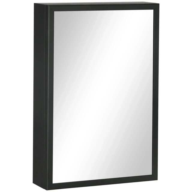 Rackhams Bathroom Cabinet with Mirror, Wall Mounted Bathroom Mirror Cabinet with Storage Shelves, 40 x 12 x 60 cm, Black - image 1