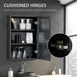 Rackhams Bathroom Cabinet with Mirror, Wall Mounted Bathroom Mirror Cabinet with Storage Shelves, 40 x 12 x 60 cm, Black - thumbnail 6