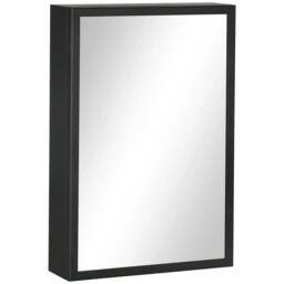 Rackhams Bathroom Cabinet with Mirror, Wall Mounted Bathroom Mirror Cabinet with Storage Shelves, 40 x 12 x 60 cm, Black - thumbnail 1