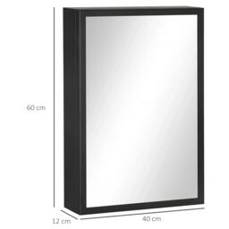 Rackhams Bathroom Cabinet with Mirror, Wall Mounted Bathroom Mirror Cabinet with Storage Shelves, 40 x 12 x 60 cm, Black - thumbnail 3