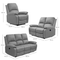 Rackhams Linen Electric Reclining Sofa Set - Light Grey - 2 seater only - thumbnail 5