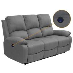 Rackhams Linen Electric Reclining Sofa Set - Light Grey - 2 seater only - thumbnail 3