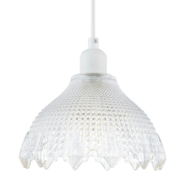 Rackhams Classic Ornate Round Clear Glass Pendant Shade with Moulded Design - image 1