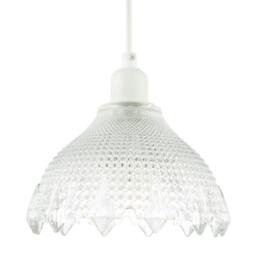 Rackhams Classic Ornate Round Clear Glass Pendant Shade with Moulded Design - thumbnail 2