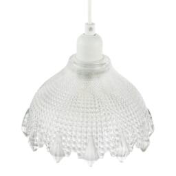 Rackhams Classic Ornate Round Clear Glass Pendant Shade with Moulded Design - thumbnail 3