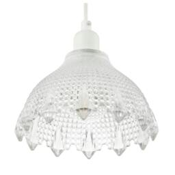 Rackhams Classic Ornate Round Clear Glass Pendant Shade with Moulded Design - thumbnail 4