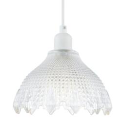 Rackhams Classic Ornate Round Clear Glass Pendant Shade with Moulded Design - thumbnail 1