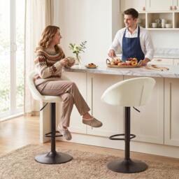 Rackhams Bar Stools Set of 2 Velvet Adjustable Swivel - Dark Green - thumbnail 2